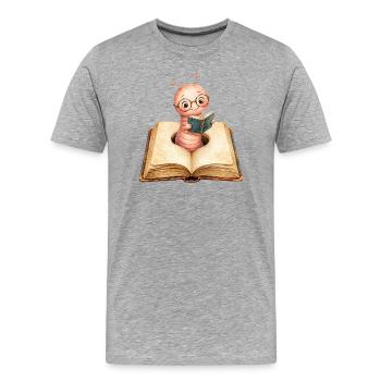 Rat de bibliothèque - T-shirt bio Premium Homme - gris chiné - Devant - Damien (186cm)