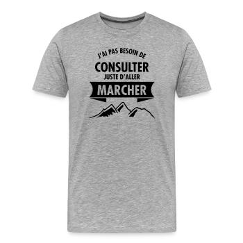 Consulter - Marcher - T-shirt bio Premium Homme - gris chiné - Devant - Damien (186cm)