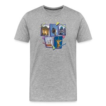 Berlin Allemagne City Skyline Collage - T-shirt bio Premium Homme - gris chiné - Devant - Damien (186cm)