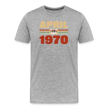 53rd birthday April Born 1970 Gift idea - Men's Premium Organic T-Shirt - heather grey - Front - Damien (186cm)