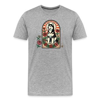 Malamute d’Alaska - T-shirt bio Premium Homme - gris chiné - Devant - Damien (186cm)