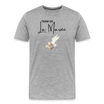 Team de La mariée - T-shirt bio Premium Homme - gris chiné - Devant - Damien (186cm)