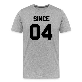 Together since 2004 Paarshirt - Männer Premium Bio T-Shirt - Grau meliert - Vorne - Damien (186cm)