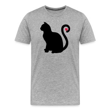 katze schwarz herz - Männer Premium Bio T-Shirt - Grau meliert - Vorne - Damien (186cm)