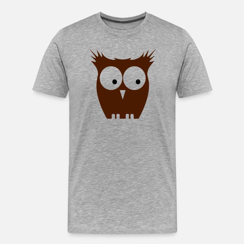 eule braun - Männer Premium Bio T-Shirt - Grau meliert