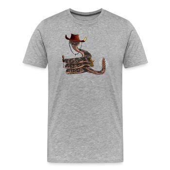 Serpent avec chapeau de cow-boy, style comique - T-shirt bio Premium Homme - gris chiné - Devant - Damien (186cm)