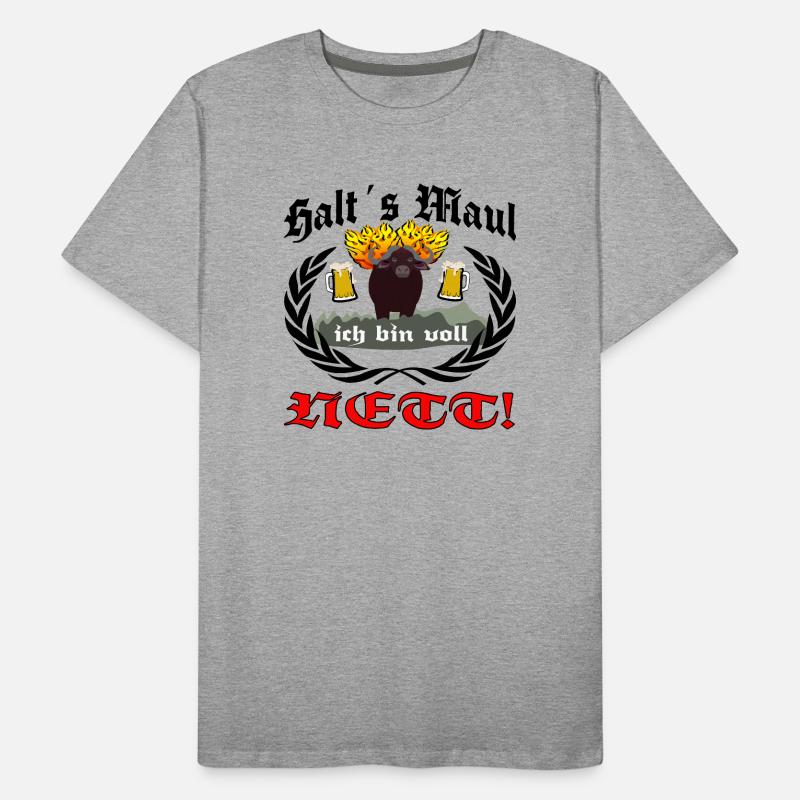 Halts Maul ich bin voll Nett mit feurigen Büffel Männer Premium Bio T-Shirt