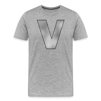 Lettre V Argent - T-shirt bio Premium Homme - gris chiné - Devant - Damien (186cm)