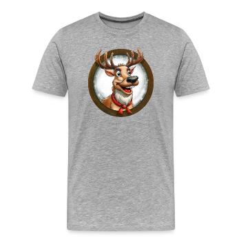 Christmas Reindeer - Men's Premium Organic T-Shirt - heather grey - Front - Damien (186cm)