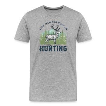 Majestic Deer Hunting Design - Men's Premium Organic T-Shirt - heather grey - Front - Damien (186cm)