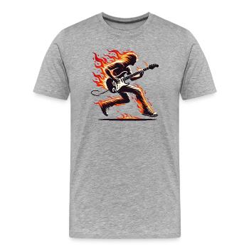 Brennender Gitarrist - Männer Premium Bio T-Shirt - Grau meliert - Vorne - Damien (186cm)