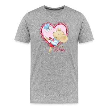 Lillebi Herz pink - Männer Premium Bio T-Shirt - Grau meliert - Vorne - Damien (186cm)