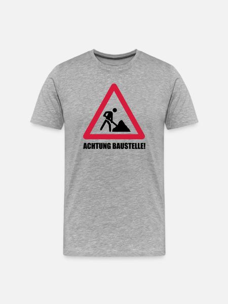 baustelle achtung - Männer Premium Bio T-Shirt - Grau meliert