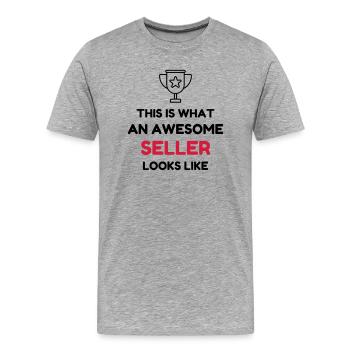 Seller Shop Store Verkäufer Vendeur Vendeuse - Men's Premium Organic T-Shirt - heather grey - Front - Damien (186cm)