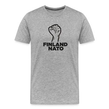 Finlande Otan! - T-shirt bio Premium Homme - gris chiné - Devant - Damien (186cm)