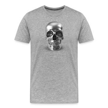 Silver Skull - silber schädel 3D - Männer Premium Bio T-Shirt - Grau meliert - Vorne - Damien (186cm)