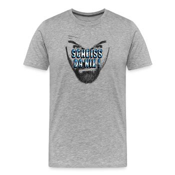 scheiss da nix bayrisch dialekt - Männer Premium Bio T-Shirt - Grau meliert - Vorne - Damien (186cm)
