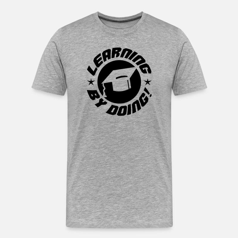 learning by doing - Männer Premium Bio T-Shirt - Grau meliert