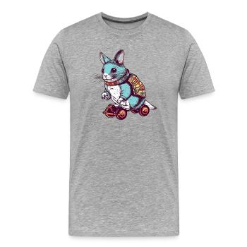 Un mignon chinchilla monte sur une planche à roulettes - T-shirt bio Premium Homme - gris chiné - Devant - Damien (186cm)