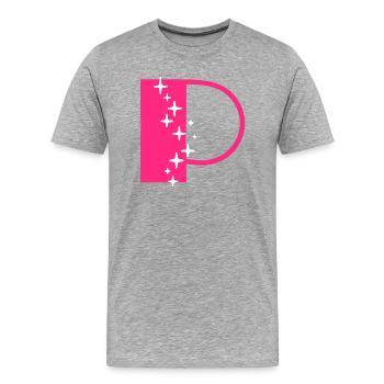Buchstabe P Glitzer - Männer Premium Bio T-Shirt - Grau meliert - Vorne - Damien (186cm)