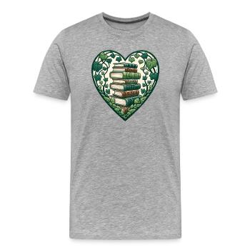 I love books - Men's Premium Organic T-Shirt - heather grey - Front - Damien (186cm)
