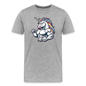 Einhorn Unicorn Stark - Männer Premium Bio T-Shirt - Grau meliert - Vorne - Damien (186cm)