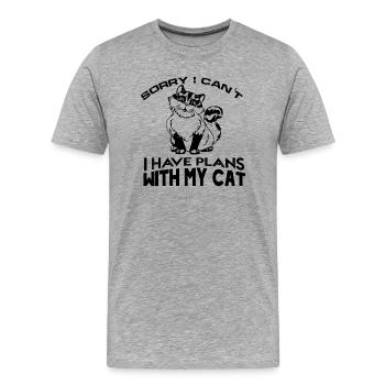 désolé je ne peux pas avoir de plans avec mon chat - T-shirt bio Premium Homme - gris chiné - Devant - Damien (186cm)