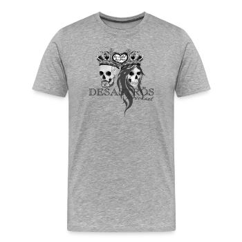 𝔻𝔼𝕊𝔸𝕊𝕋ℝÖ𝕊 𝖕𝖗𝖔𝖛𝖔𝖐𝖆𝖓𝖙 𝖇𝖑𝖆𝖈𝖐 - Männer Premium Bio T-Shirt - Grau meliert - Vorne - Damien (186cm)