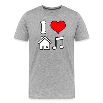 I Love House Music - Männer Premium Bio T-Shirt - Grau meliert - Vorne - Damien (186cm)