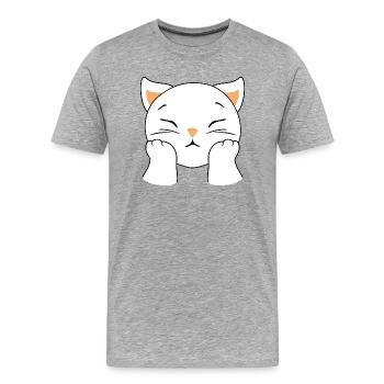 Chat rêveur - T-shirt bio Premium Homme - gris chiné - Devant - Damien (186cm)