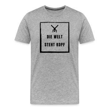 Die Welt steht Kopf - Männer Premium Bio T-Shirt - Grau meliert - Vorne - Damien (186cm)