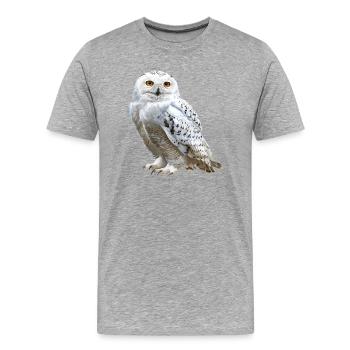 Schnee-Eule - Männer Premium Bio T-Shirt - Grau meliert - Vorne - Damien (186cm)