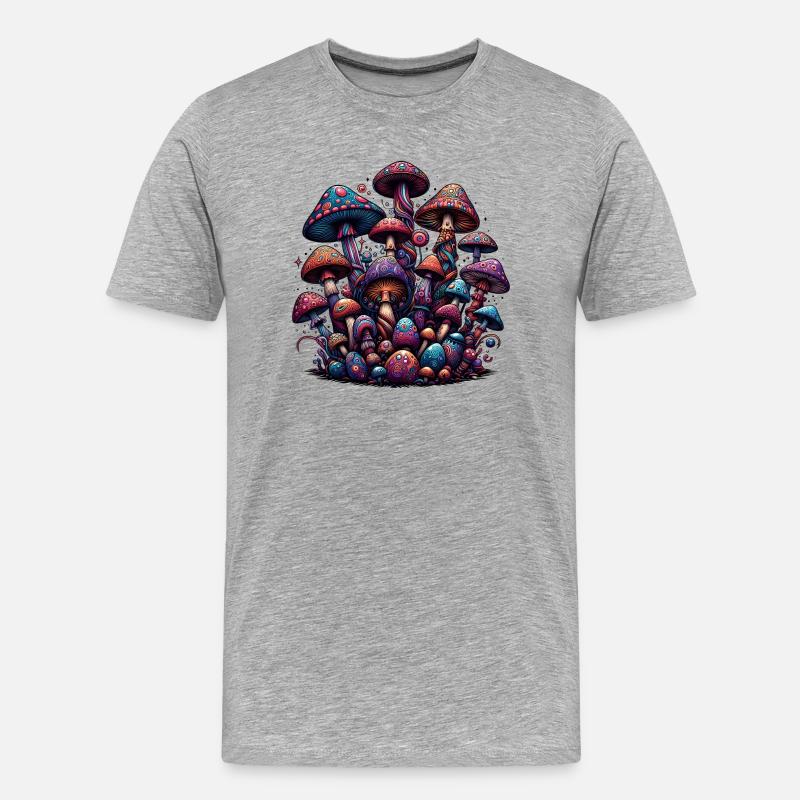 Psychedelic Mushroom Magic - Männer Premium Bio T-Shirt - Grau meliert