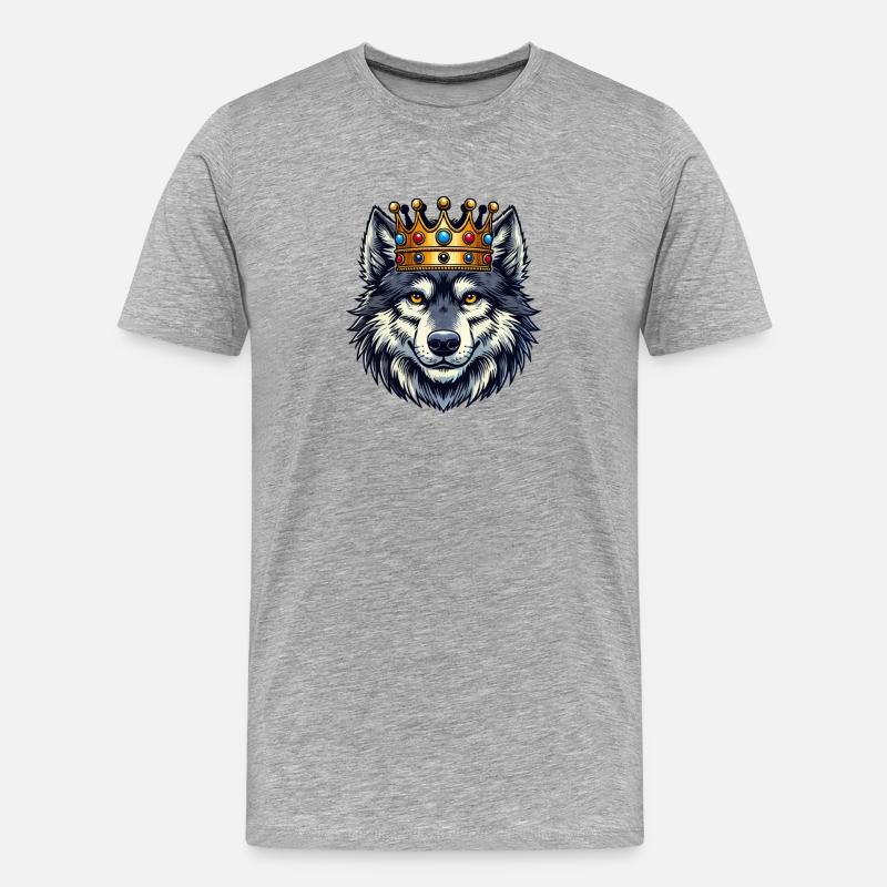 wolf king - Männer Premium Bio T-Shirt - Grau meliert