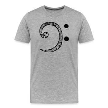 Bass Schlüssel - Männer Premium Bio T-Shirt - Grau meliert - Vorne - Damien (186cm)