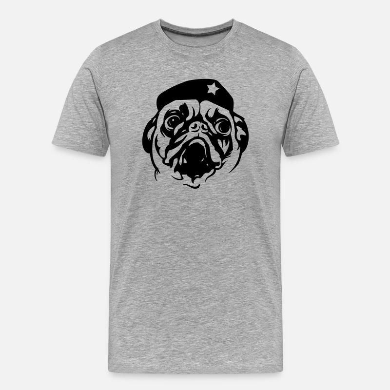 Comandante Pug - Männer Premium Bio T-Shirt - Grau meliert