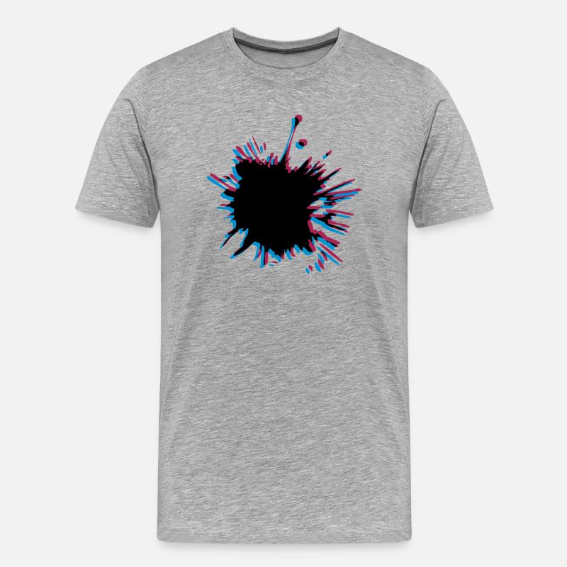 3D Klecks Spritzer - Männer Premium Bio T-Shirt - Grau meliert