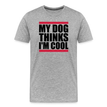 Le chien pense dans la fraîcheur - T-shirt bio Premium Homme - gris chiné - Devant - Damien (186cm)