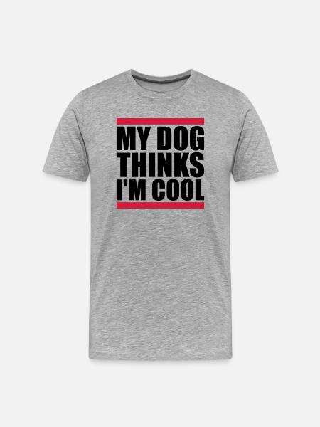 Dog thinks in the cool - Men's Premium Organic T-Shirt - heather grey