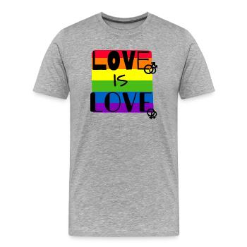 L’amour est amour - T-shirt bio Premium Homme - gris chiné - Devant - Damien (186cm)