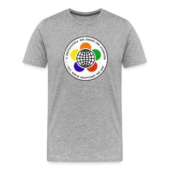 Weltfestspiele 1973 - Männer Premium Bio T-Shirt - Grau meliert - Vorne - Damien (186cm)