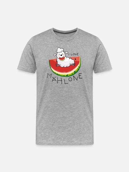 Moutons d’été et melon - T-shirt bio Premium Homme - gris chiné