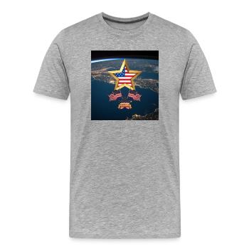 USA, Sterne und Gürtel - Männer Premium Bio T-Shirt - Grau meliert - Vorne - Damien (186cm)