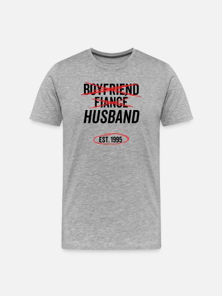 Boyfriend Fiancé Husband Est 1995 - Men's Premium Organic T-Shirt - heather grey