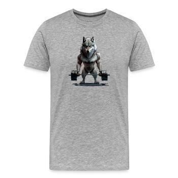 Le loup aux altères - T-shirt bio Premium Homme - gris chiné - Devant - Damien (186cm)