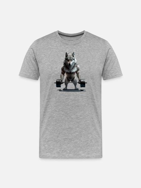Der Wolf mit Veränderungen - Männer Premium Bio T-Shirt - Grau meliert