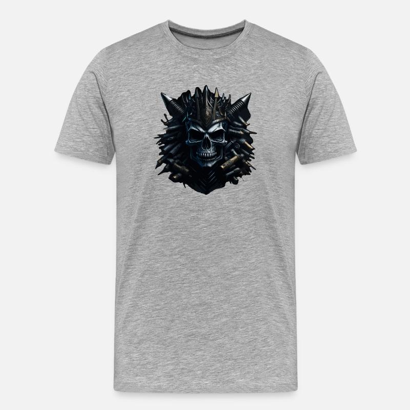 WIKINGER SCHÄDEL I SKULL DESIGN - Männer Premium Bio T-Shirt - Grau meliert