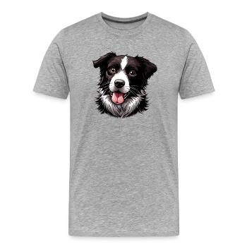 Border Collie - T-shirt bio Premium Homme - gris chiné - Devant - Damien (186cm)