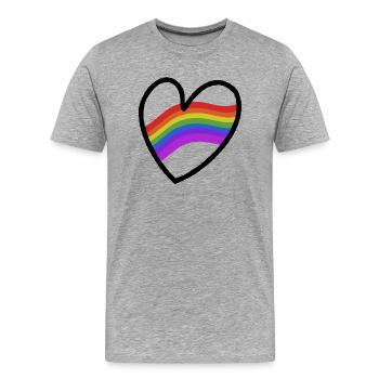 LGBTQ+ Heart Regenbogenfahne - Männer Premium Bio T-Shirt - Grau meliert - Vorne - Damien (186cm)