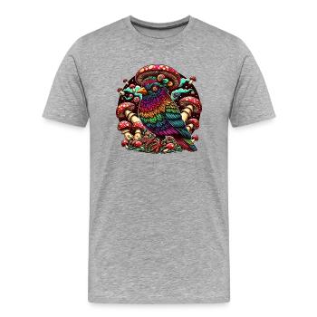 Psychedelische Eule - Männer Premium Bio T-Shirt - Grau meliert - Vorne - Damien (186cm)